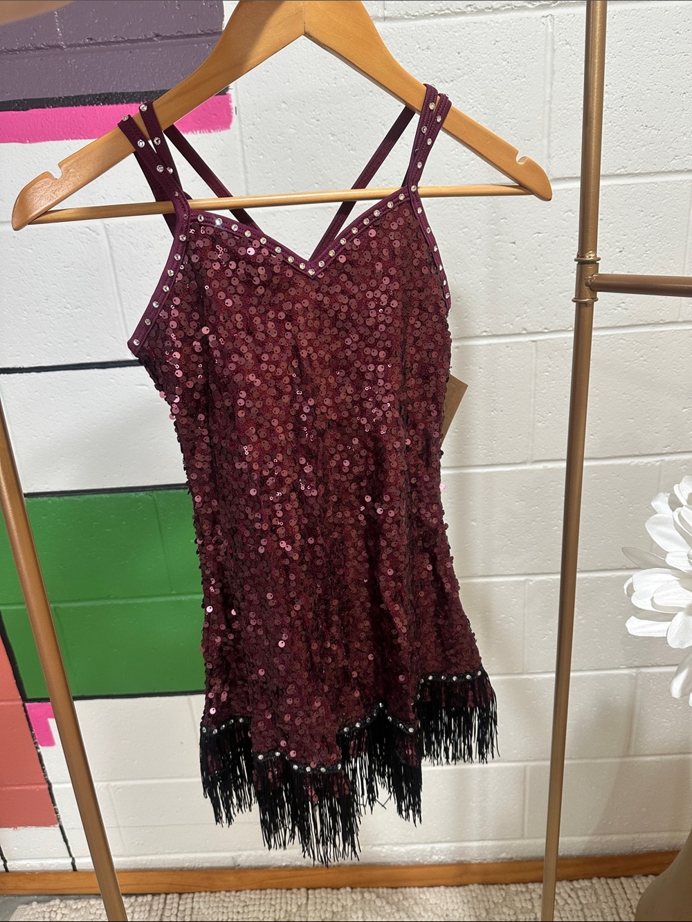Sequin Fringe Burgundy costume dress